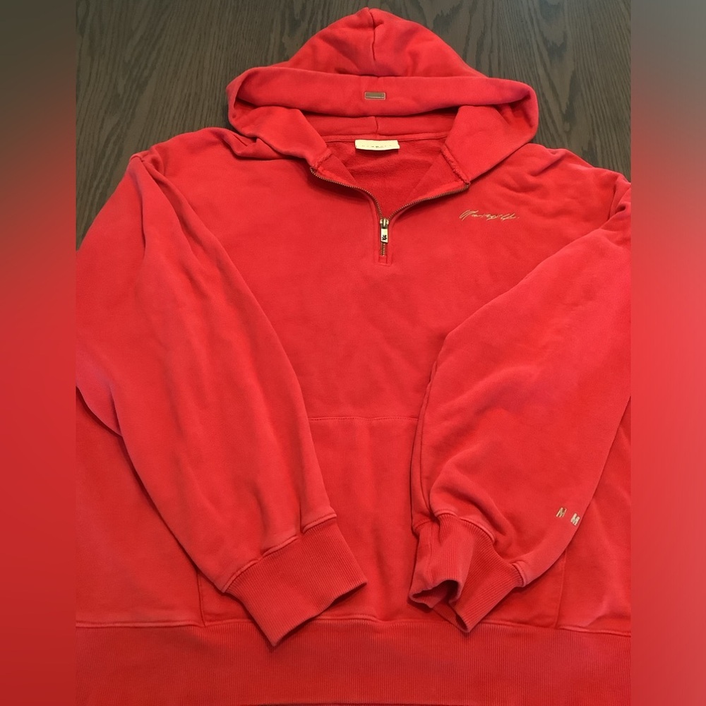 MINT YOUNG LA MENS XL RED 1/4 ZIP HOODIE